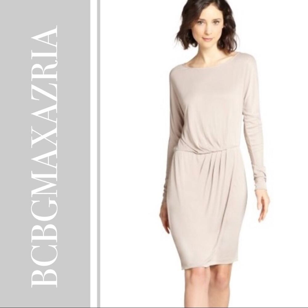 BCBGMAXAZRIA Odessa Soy Chai Long Sleeve Dress